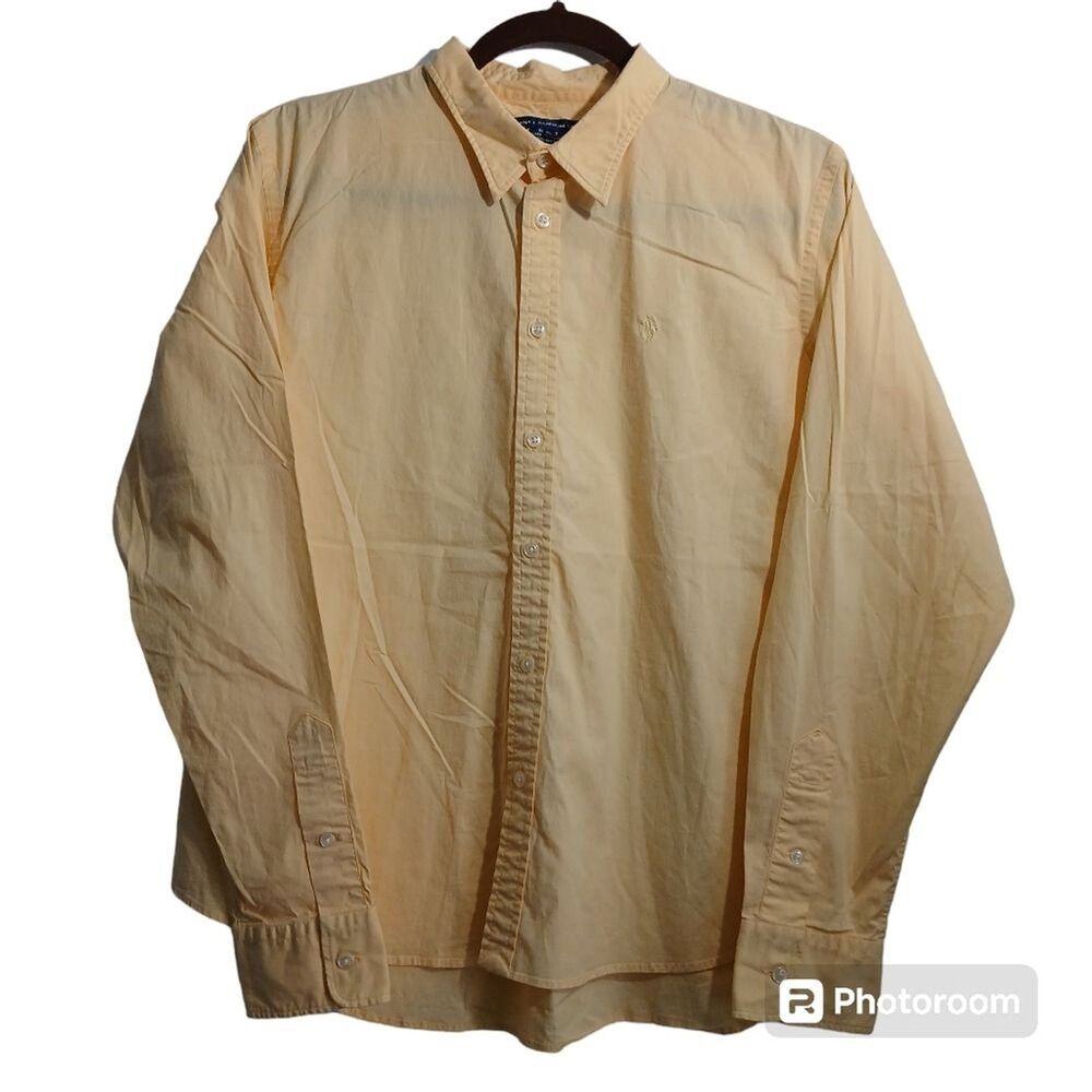 Ralph Lauren Sport Dress Shirt Men XL Slim Fit Yellow Long Sleeve Button Down